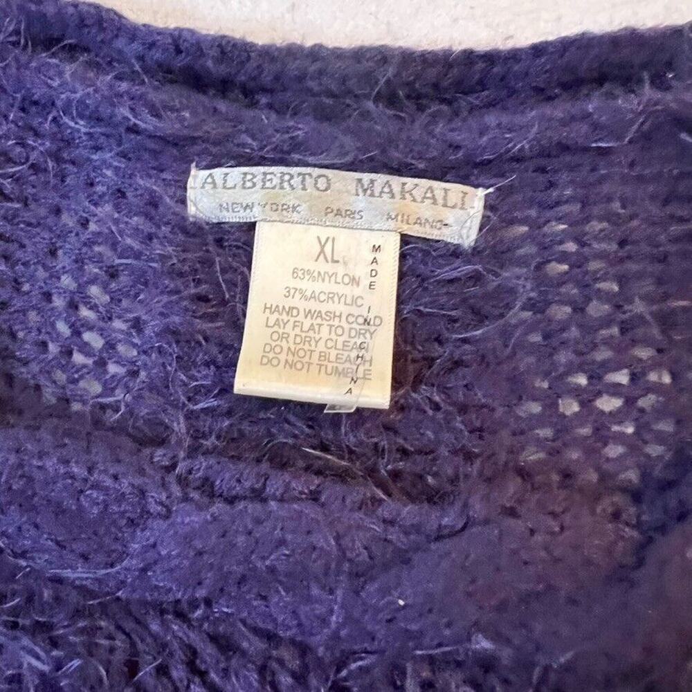 Alberto Makali Knit Sweater Cable Knit Short Slv Fuzzy Soft Purple Modern 90s XL - Picture 5 of 7